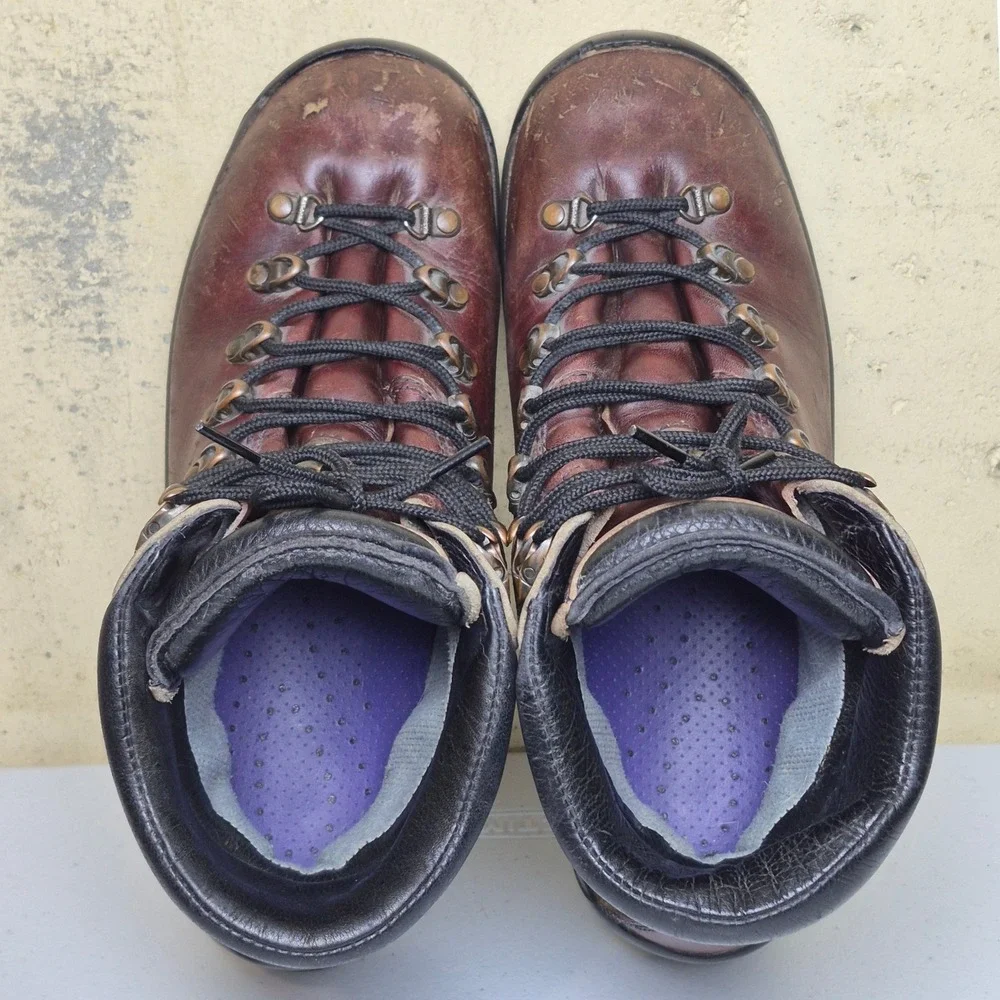 Scarpa Hiking Boots Mens 10 EU 43 Burgundy Leather Vintage Made in Italy